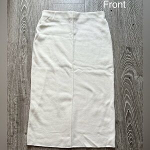 ZARA White Knit Midi Skirt – Minimalist Stretch Fit